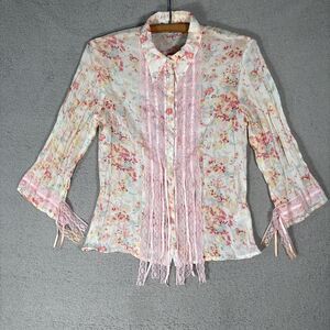 Violet & Claire Top Women’s Size S Sheer Cottage Fairy Coquette Whimsy Boho Lace